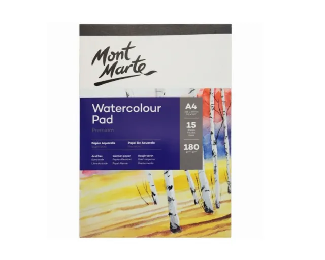 2x15 White Sheets Mont Marte Watercolour Pad A4 German Paper Atrist Painting
