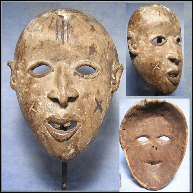 Masque Africain Tribal Ancien - Bois - Côte D'Ivoire (RCI) - Période Années 1950-60