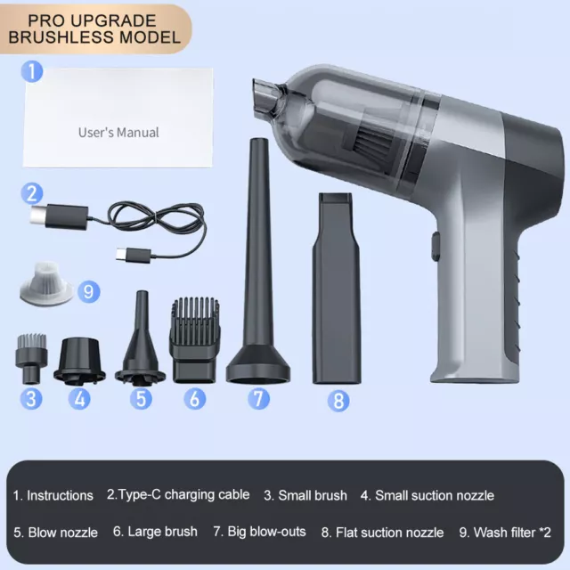 150000PA Cordless Handheld Car Vacuum Cleaner Small Portable Auto Home Wireless