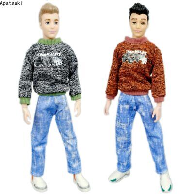 Fashion Doll Clothes For Ken Boy Doll Outfits Coat & Denim Trousers Pants 1/6