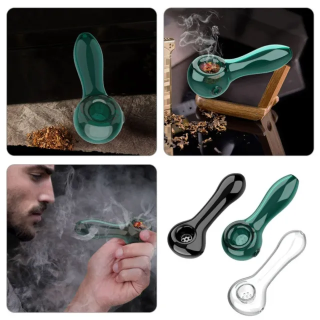 4" Mini 7Hole Glass Smoking Pipe Spoon Pipes Tube Tobacco Bowl Odorless Portable 3