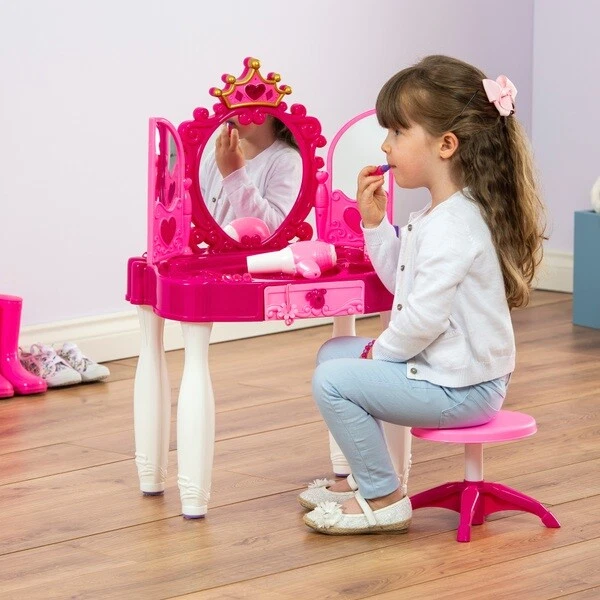 Luci e suoni tavolo vanità bambini gioco giocattolo trucco sgabello