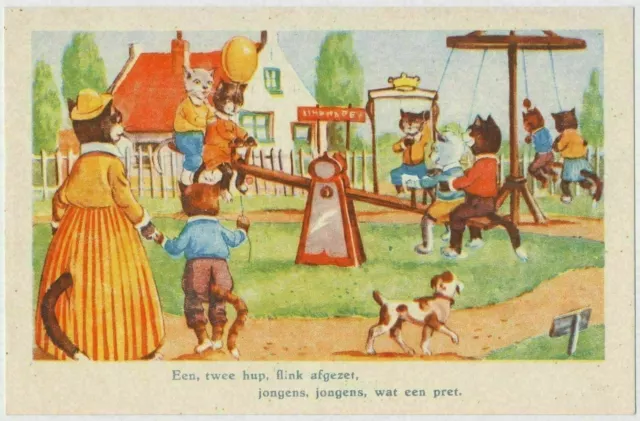 Dressed Cats, Fun on the Playground - Teeter Totter, Swings