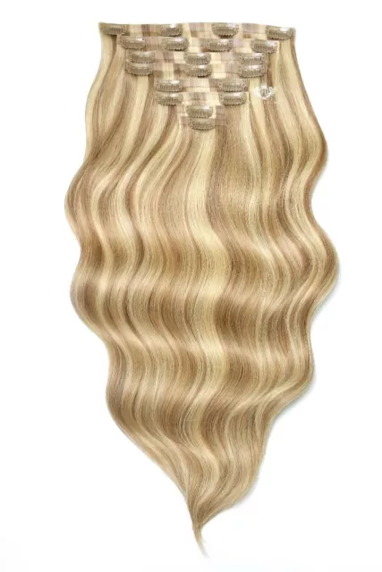 Foxy Locks - Latte Blonde Deluxe 20" 200g Seamless Clip In Human Hair Extensions