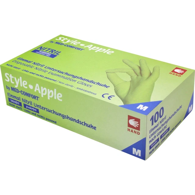 Guantes Med-Comfort Style 01187 Nitrilo Apple verde talla XL, guantes desechables