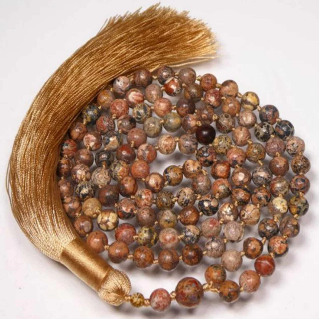 6mm Natural 108 knot PICTURE STONE gemstone beads necklace Heart Choker Keychain