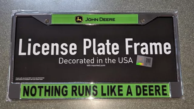 🚜NEW! Official John Deere License Plate Metal Frame Reflective Acrylic