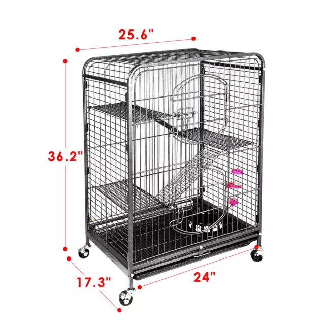 4 Levels Ferret Cage Rabbit Chinchilla Rat Cage Small Animal House 37"