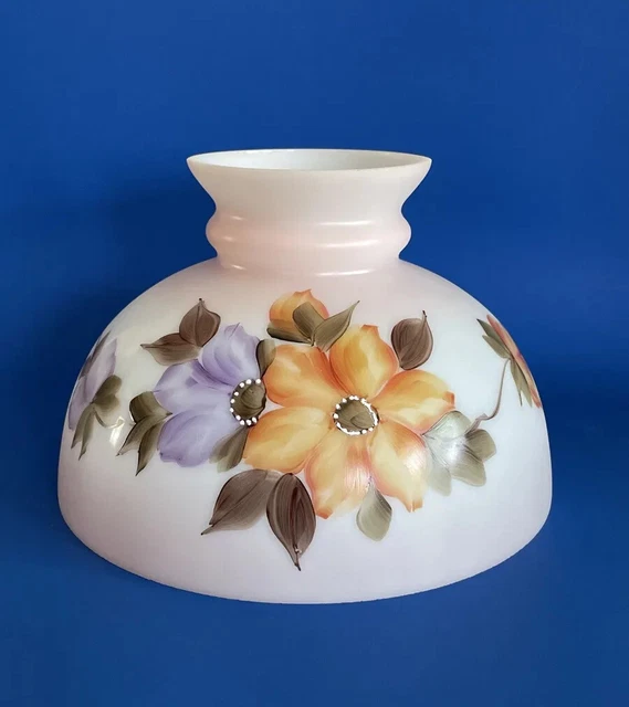 Vintage GWTW 10" Fitter Orange Blossom Oil Or Electric Glass Dome Lamp Shade