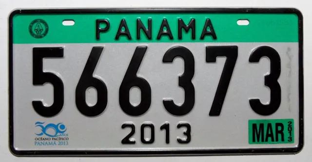 Altes Nummernschild aus Panama  "OCEANO PACIFICO" 2013 mit Sticker.