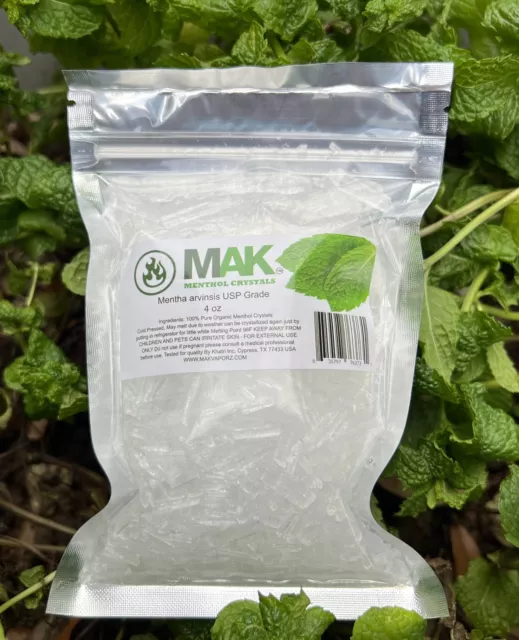 Mak Menthol Crystals 100% Pure Organic Food Grade 4 oz