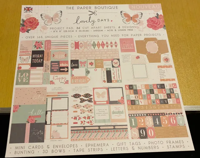 The Paper Boutique - Lovely Days Project Pad - 8x8 36 Sheets - New