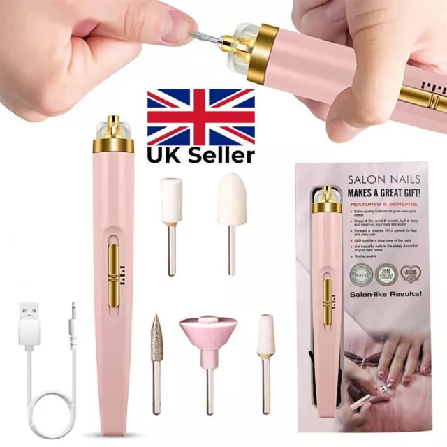 Electric Nail File Drill Portable USB Manicure Pedicure Machine Set Professional