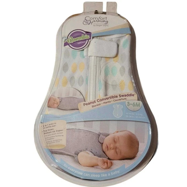 Bright Starts Comfort & Harmony Peanut Convertible Swaddle 3-6 M Woombie NOS