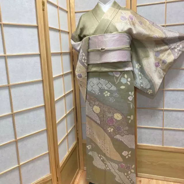 9172# Japanese Kimono Vintage Pure Silk Robe Traditional Kimono only sold 160cm