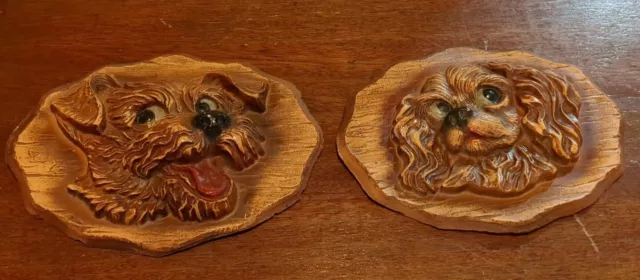 Lady And The Tramp Dog Wall Plaques Terrier & Cocker Spaniel Molded Plastic VTG.