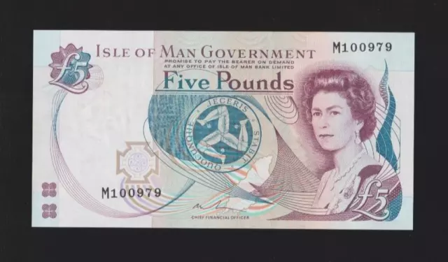 ISLE OF MAN FIVE POUNDS BANKNOTE SIGNED MALCOLM COUCH - IoM MANX £5 NOTE