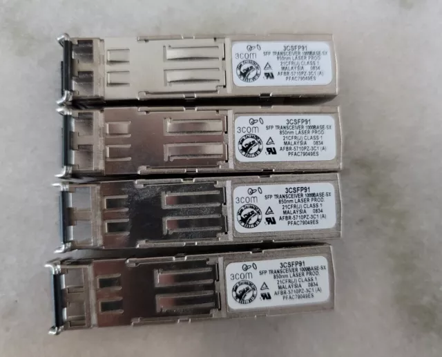 3Com 3CSFP91 1000Base-SX LAN SFP 850nm SFP Transceiver Lot of 4