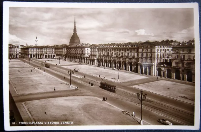 ITALY~ITALIA~1920's TORINO ~ Piazza Vittorio Veneto ~ Real Photo PC  RPPC