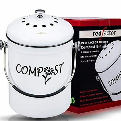 Inox Lucido RED FACTOR Deluxe Compostiera da Cucina Inodore in Acciaio Inox 