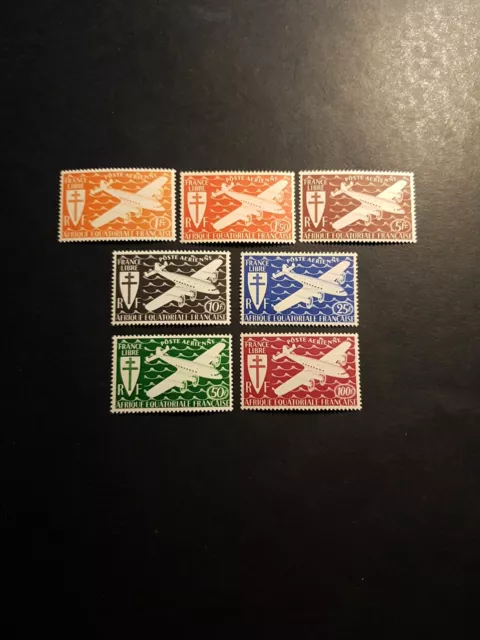 Colonie Afrique Équatoriale Aef Poste Aérienne Pa N°22/28 Neuf ** Mnh Rousseurs