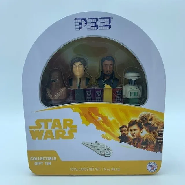 PEZ Candy Star Wars Han Solo Lando Chewbacca Collectible Gift Tin New Sealed