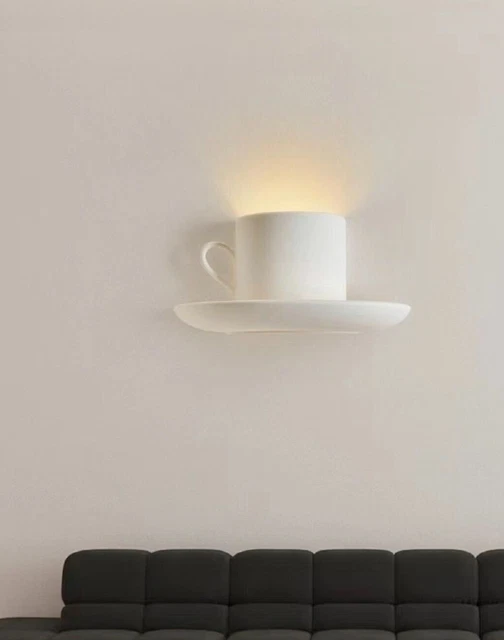 Applique da parete in gesso verniciabile a tazza lampada a muro moderno luce g9