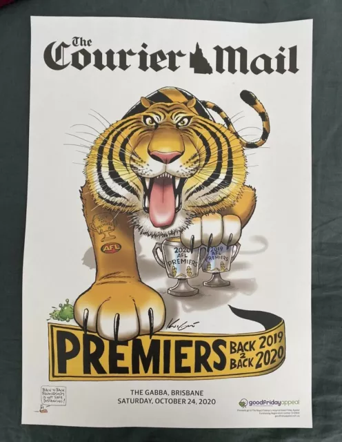 Richmond Tigers AFL 2020 Courier Mail MarkKnight Premiership Original Weg Poster