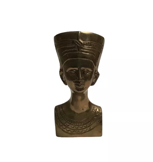 Vintage Solid Brass Nefertiti Bust Hand Made In India