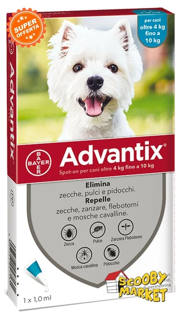 Advantix Bayer 4 pipette per cani da 4 Kg fino a 10 kg - 4-10 Kg