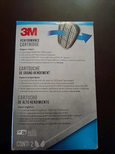 3M Performance Cartridge Organic Vapor, 6001P2-DC, 1 pair/pack, 1 pack