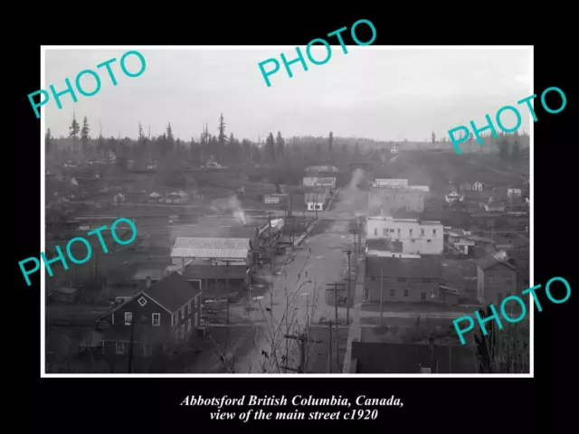 OLD POSTCARD SIZE PHOTO OF ABBOTSFORD BC CANADA VIEW OF THE MAIN STREET c1920