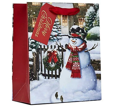 Snowman Scene Medium Christmas Gift Bags by north pole