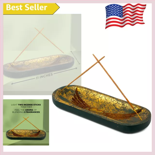 Rustic Finish Incense Burner Holder - 2 Stick Ash Catcher - Yoga & Meditation