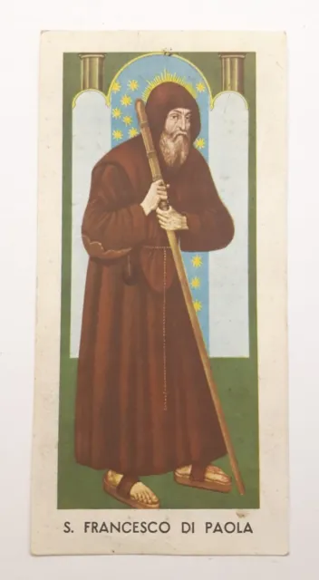 antico SANTINO cromo San Francesco di Paola HOLY CARD Ediz. AR Dep