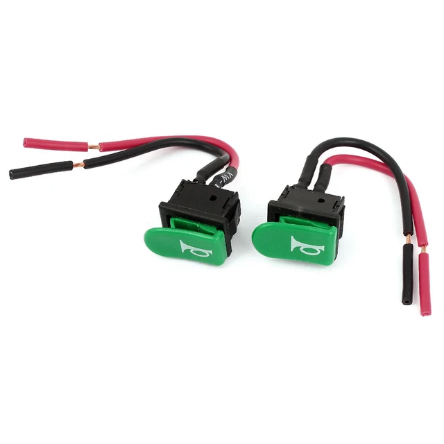 2 Stück SPST Grün Hupenknopf Momentary Verkabelt Wippschalter DC 12V