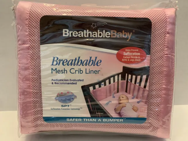 Breathable Baby Mesh Crib Liner Pink Prevents Suffocation One Size NEW