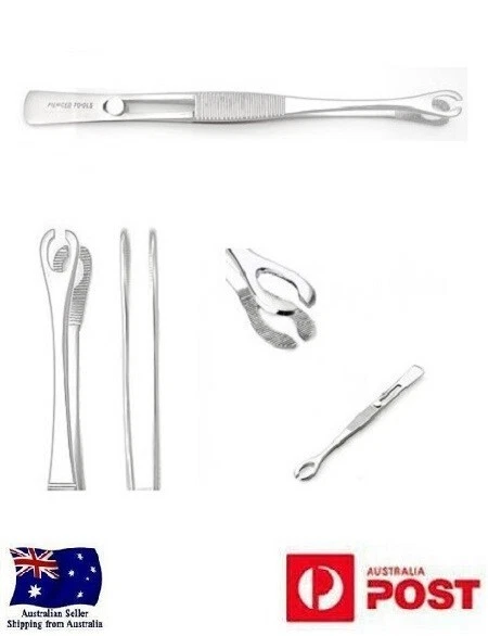 Mini Forrester Slotted Round Tweezers Forceps Clamp Stainless Body Piercing Tool