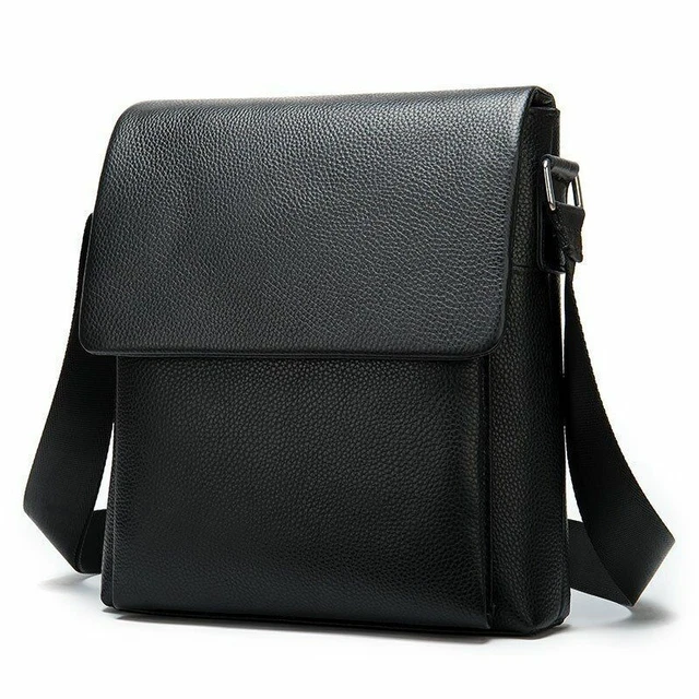 Men's Shoulder Bag Genuine Leather Messenger Bags Male Big Black Crossbody Bag