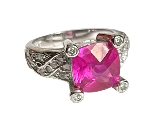 Cwe Charles Winston 925 Sterling Silver Cz Genuine Ruby Ring Sz 7 Cwe Charles Winston 925 Sterling Silver Cz Genuine Ruby Ring Sz 7