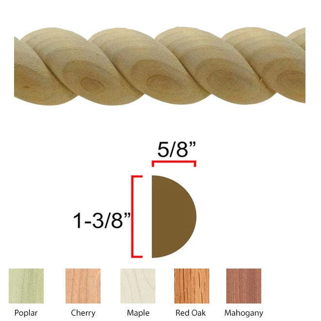 Rope Moulding EWRM14, 5/8" x 1-3/8"