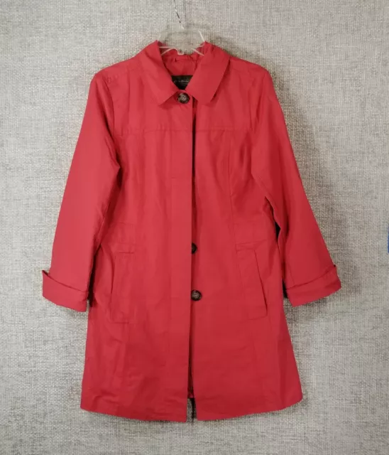 Eddie Bauer Girl On The Go Cotton Blend Trench Coat Rain Jacket Red Women's M