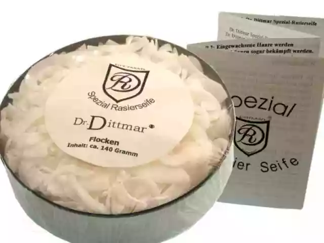 140g DR. DITTMAR Spezial-RASIERSEIFE FLOCKEN in Edelstahlschale made in Germany