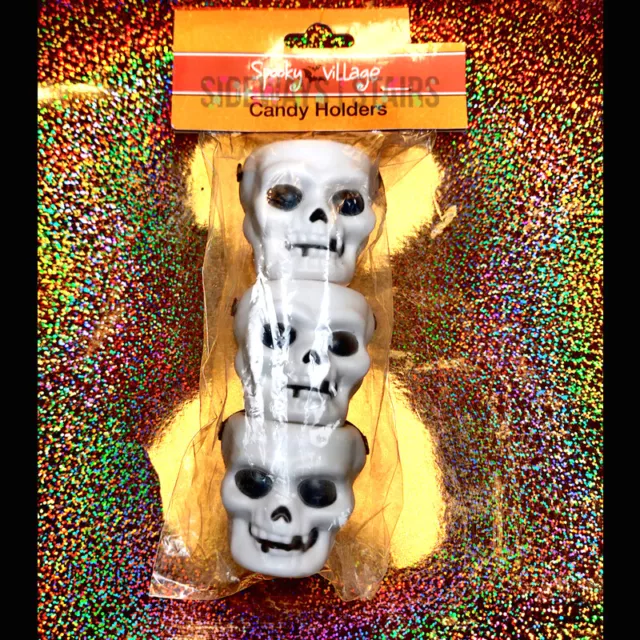 MINI SKULL CANDY BUCKETS Halloween decoration candle holder trick treat horror