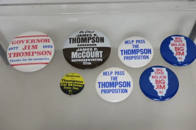Jim Thompson For Illinois Governor Election Pinback Button Lot
