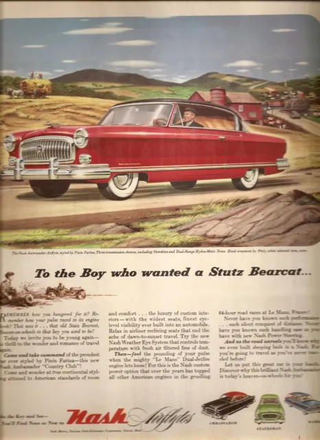 NASH Ambassador Country Club Car Auto print advertisement Fortune Magazine 1953
