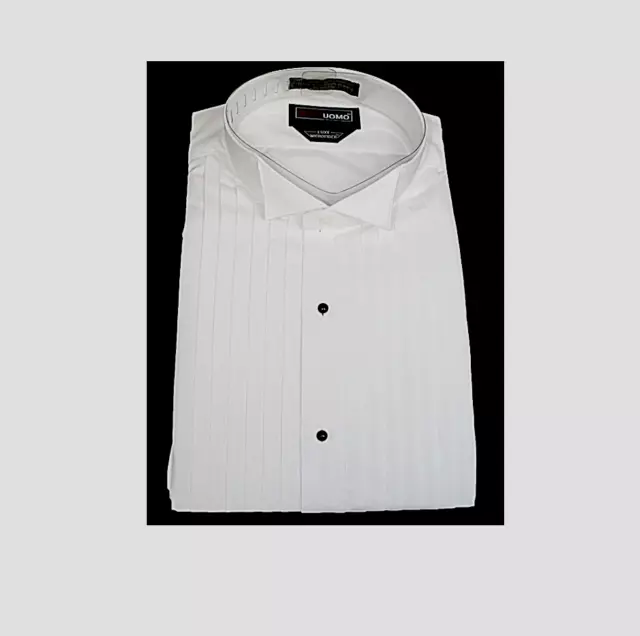 Men's Bello Uomo White Soft Microfiber Butterfly Wing Tip Tuxedo Shirt TUXXMAN