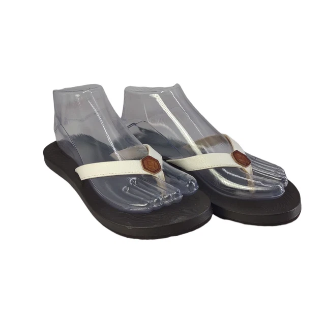 Reef Zen Love Sandal Comfort Flip Flop Thong Beach Slide Brown White Womens Sz 6