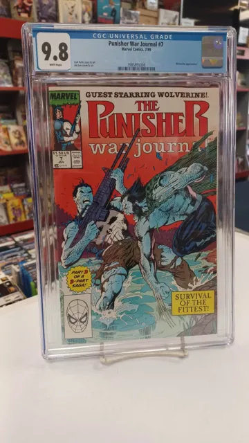 PUNISHER WAR JOURNAL #7 (Marvel, 1989) CGC 9.8 ~ JIM LEE WOLVERINE ~ White Pages