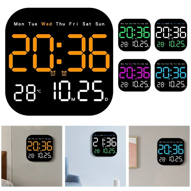 Horloge Projection LED Avec Télécommande - Horloge Numérique Murale Ou Table, Projection 180°, Multicolore, Décoration Maison